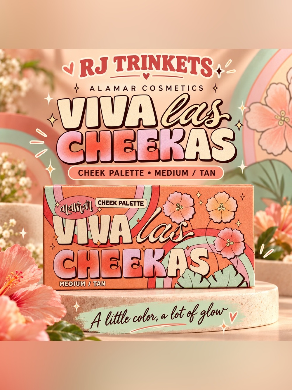 Viva Las Cheekas Cheek Palette — Medium/Tan (Peach Pink Coral)